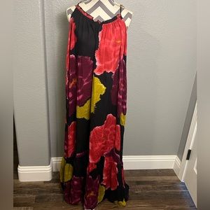 Anthropologie Floral Maxi Dress low back size large NWT